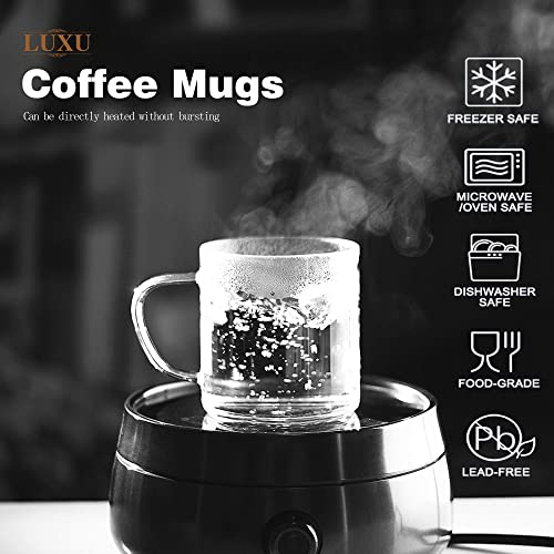 Luxu CO-001 4Pcs Set Simple Glass Coffee Mugs-Hand Blown&Seamless Design,14 Oz Clear Coffee Cups-Heat Resistant And Explosion-Proof,Lightweight Tea Mugs thumb #7