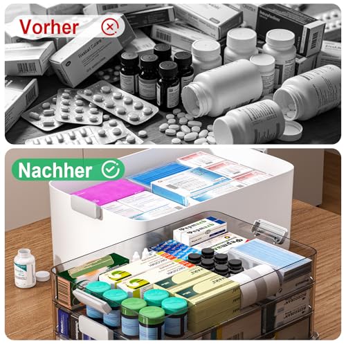 Boîte de rangement médicaments MOPUP extra large 4 compartiments poignée - 7