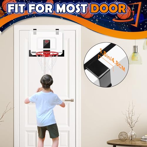Pro Indoor Mini Basketball Hoop Set, Wall Mount Automatic Scoring Basketball Hoop with 4 Rubber 16CM Ball - Image 3