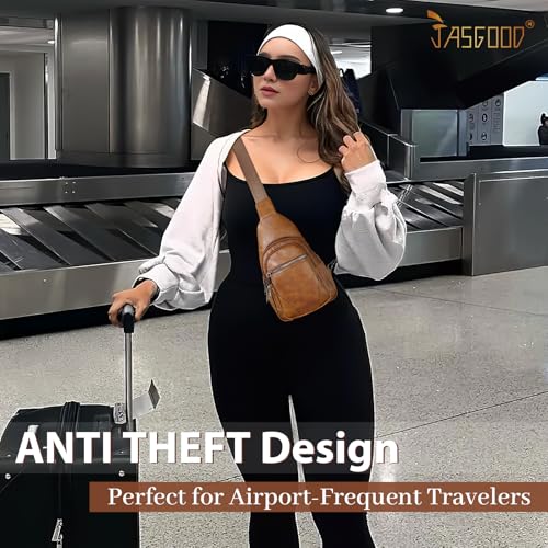 Image of JASGOOD Anti Theft Small Sling Bag for Women Leather Fanny Packs Crossbody Bags Trendy Anti-Theft Sling Purse for Travel