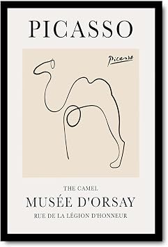Chen Lin Canvas Painting Wall Picture Printing Pablo Picasso Camel Sketch Line Drawing Art Print Esquisse Le Chameau Living Room Bedroom Home Decoration 8x12inch Solid wood