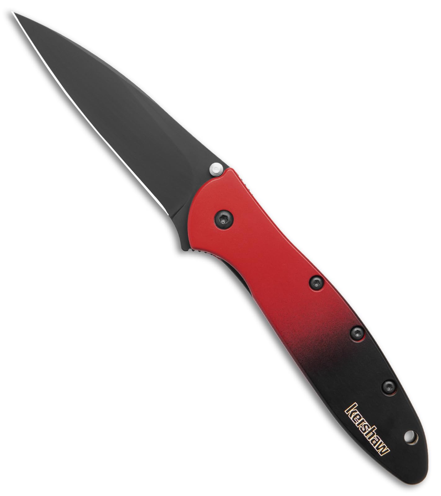 Kershaw Leek Pocket Knife, Color Gradient Aluminum Handle, 3" MagnaCut Wharncliffe Blade, Spring Assisted, EDC Folding Knife (Red/Black Gradient,