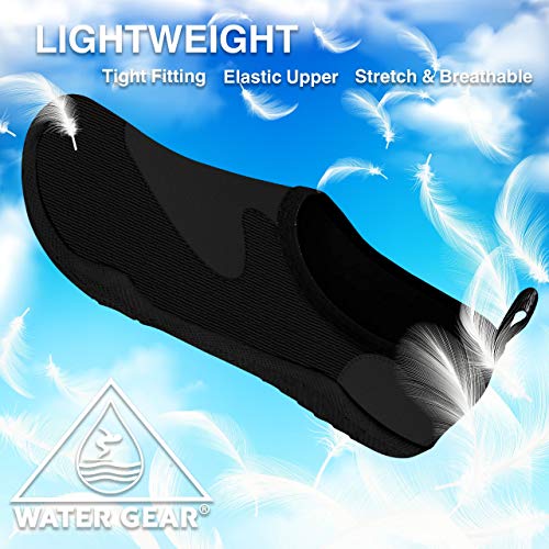 Water Gear Mens Water Shoes - Swimming and Snorkeling - Non-Slip Technology for Foot Safety - Comfortable and Secure Fitting - Black2