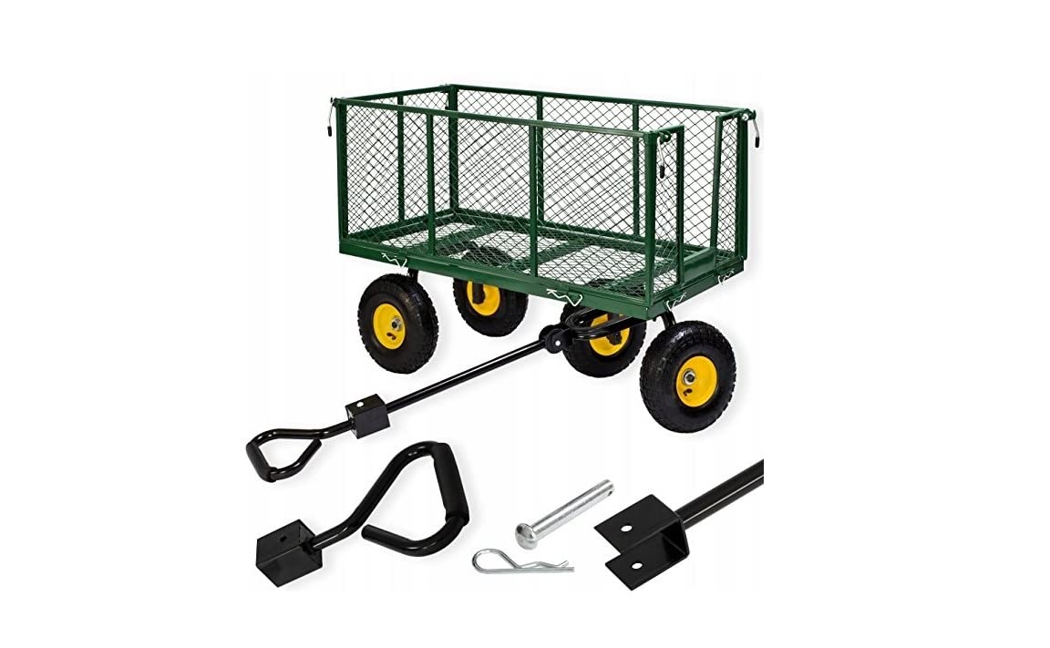 BDW Multifunktionaler großer Gartenwagen, Anhänger bis 500 kg, belastbar Handwagen, Transportwagen Karre, Grün, One Size