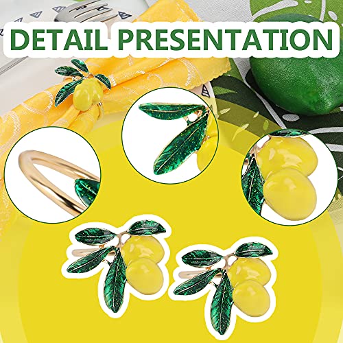 Peony Man 8 Pieces Lemon Napkin Ring Set Summer Fruit Napkin Ring Holder For Wedding thumb #2