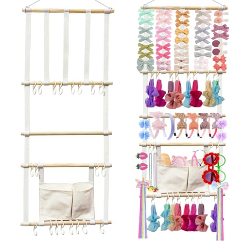 Image of HY.MIS Headband Holder Hair Bows Organizer for Girls, Baby Headbands Hair Accessories Organizer Storage Wall Hanging Decor for Toddler Girls Room