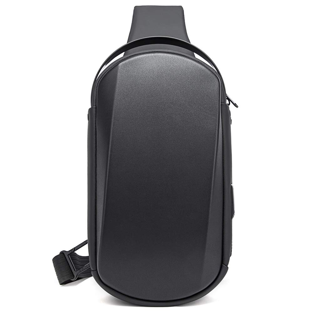 bange Water Resistant TPU Unisex Travel Crossbody Sling Bag Chest Pack with USB charging (Black)-picture-42