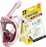 Cressi Kiddy Kids Full Face Mask Pink/Purple/White- Maschera Integrale Progettata Appositamente per i Bambini, Antiappannamento, Valvola di Scarico e Snorkel Dry, Rosa/Viola/Bianco