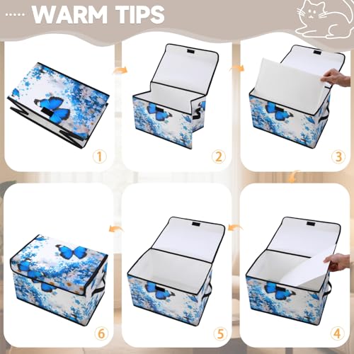 Image of Stackable Storage Bins with Lids,Closet Organizers Fabric Box for Home and Office,Blanket Clothes Organizers,Under Bed Storage Containers 3 Pack