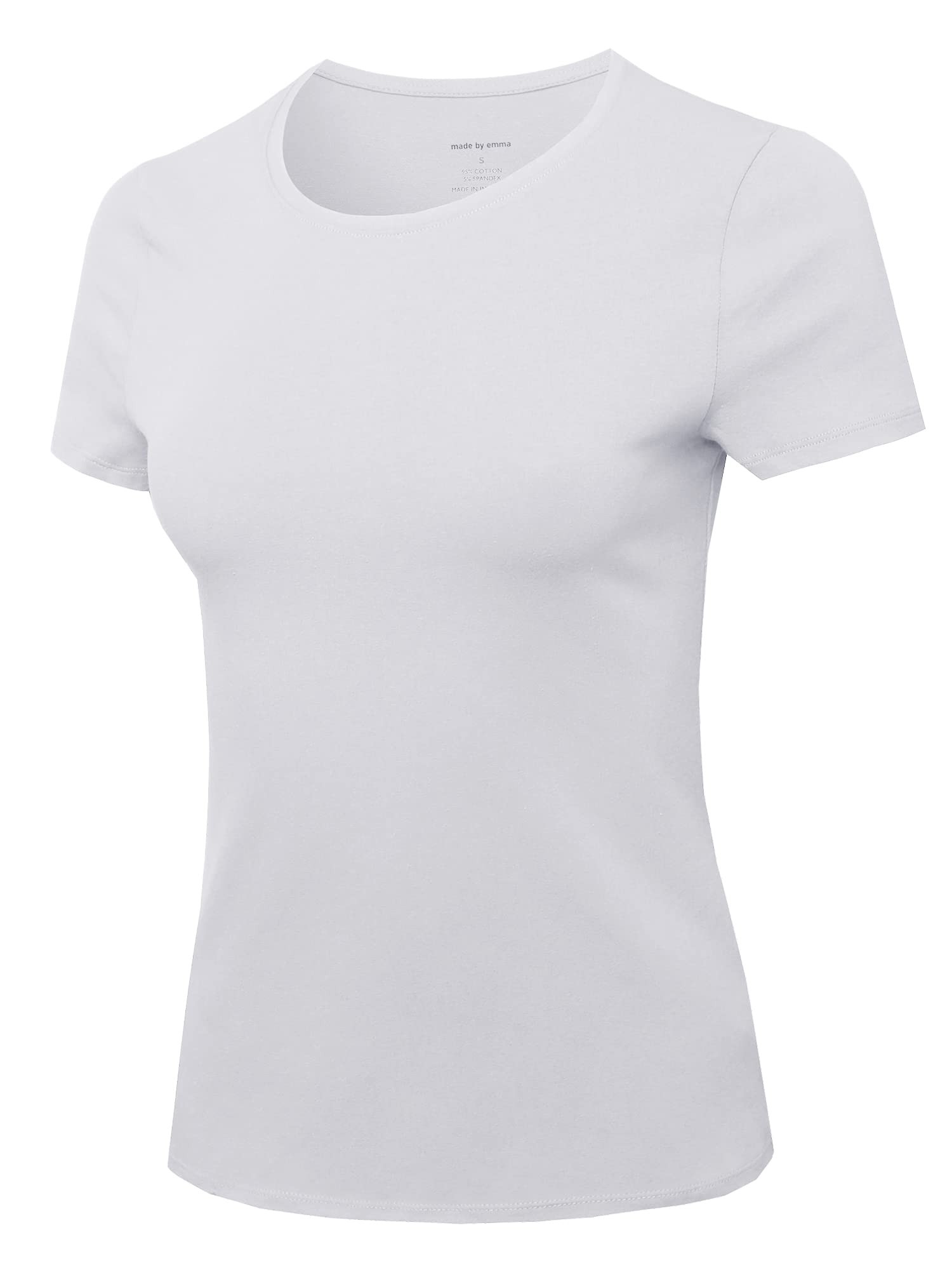 Made by Emma Women's Essential Daily Cotton Basic Slim-Fit Short Sleeve V-Neck T shirts