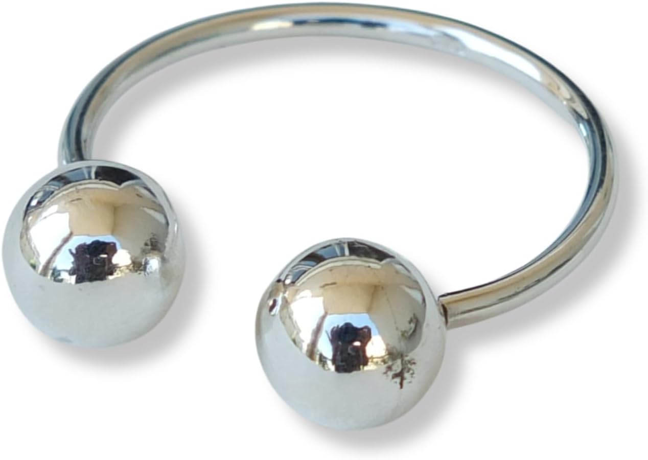 Handmade Silver Open Adjustable Ring - Balls/Leaf/Multi Band - 925 Sterling Silver Size 7 Hug Ring for Women, Small Dainty Minimalist Ring