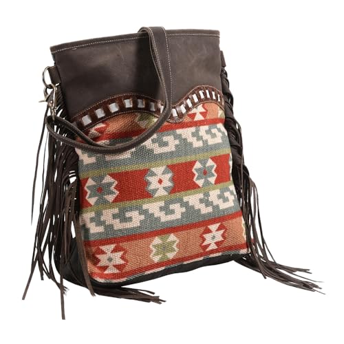 Messenger Upcycled Wool Canvas Hair-On Genuine Leather Women's Bag Western Handbag Purse Womens Handbags Purses