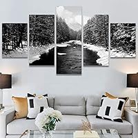 SIGNWIN 5 Panel Canvas Wall Art High Contrast Scenery for Home Decorations Ready to Hang - 60