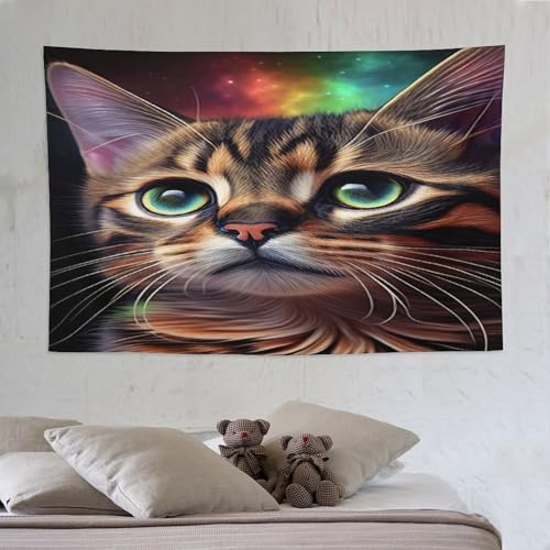 Tenture pour chambre et salon : la grande tapisserie chat PAZZK