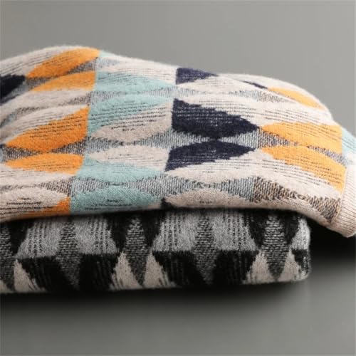 Men's Round Neck Soft Sweater Contrast Color Casual Business Thick Bottom Large Size Pullover4