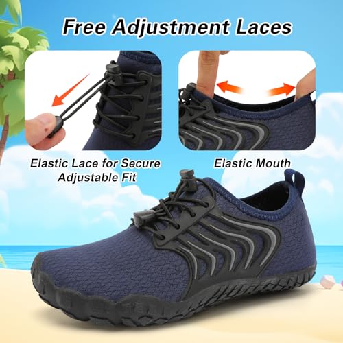 BARERUN Kids Water Shoes Boys Girls Barefoot Aqua Socks Quick Dry Breathable Sports Aqua Athletic Sneakers Wide Toe Adjustable Lightweight Beach Swim Pool Shoes4