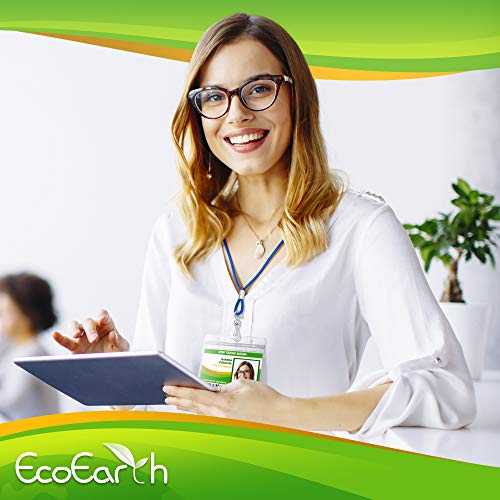 EcoEarth ID Badge Holder with Lanyard and Paper Kit (Blue Lanyards, Clear 3x4" Tag Holders, 100 Pack) 3-Piece Set of Plastic Pouch, Lanyard, and Name Card All-in-One