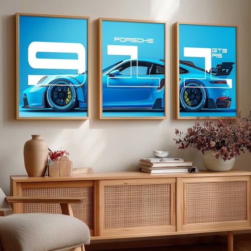 Image of kotart Big Sports Cars Framed Posters Gift Items for Boys Room Wall Decoration Bedroom Living Room Office Studio Decor | Car Poster Frame for Wall Decor Set Of 3 Size (19 X 25 inch)
