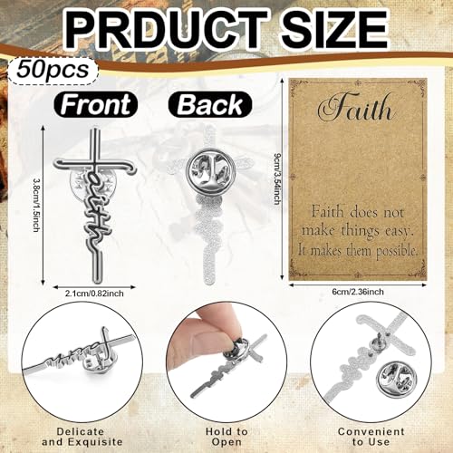 50 Pcs Faith Cross Hard Enamel Pin Gifts Christian Badge Brooch with Cards Religious Lapel Pin Inspiration Enamel Lapel Metal Badge Brooch Appreciation Religious Gifts for Backpacks Jackets3