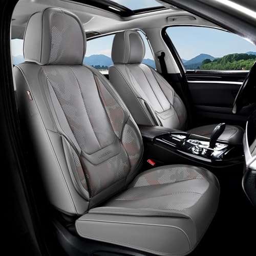 Image of Coverado Seat Covers, Car Seat Covers Front Seats, Leather Seat Covers for Cars, Car Seat Protector Waterproof, Gray Car Seat Cushion, Front Carseat Cover Universal Fit for Most Cars Camo