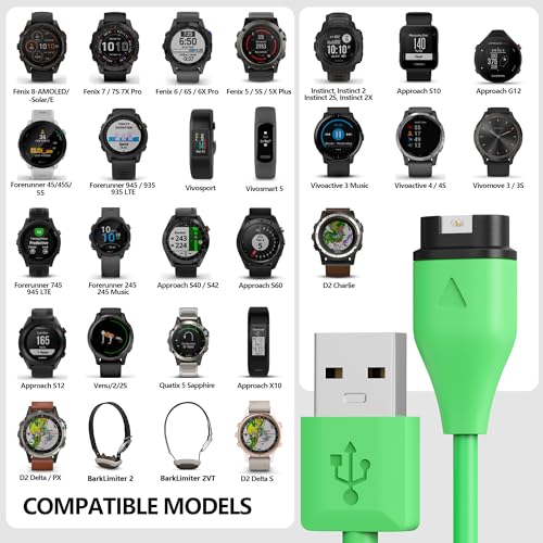 Image of AWINNER Compatible with Garmin Watch Charger Cable (USB A -2 Pack)