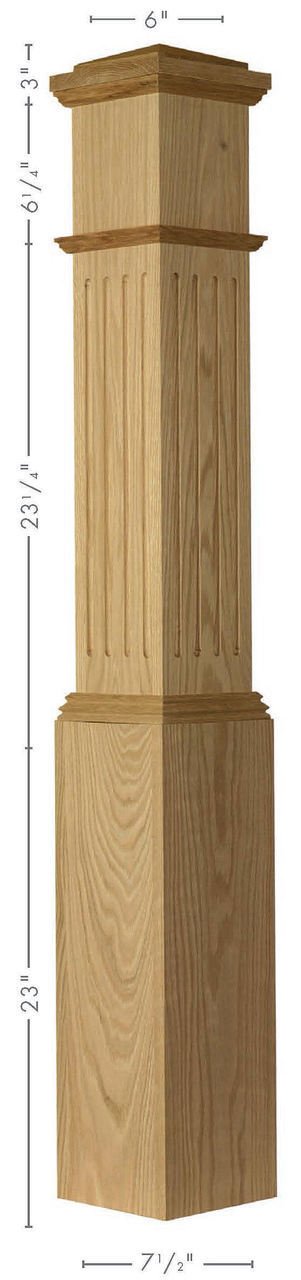 F-4092 Poplar Fluted Box Newel Post
