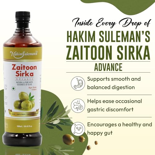 Image of Hakim Suleman's Zaitoon Sirka Advance | Olive Vinegar Raw Unfiltered Unpasteurised | Natural & Pure with Goodness of Olive | 900 ml