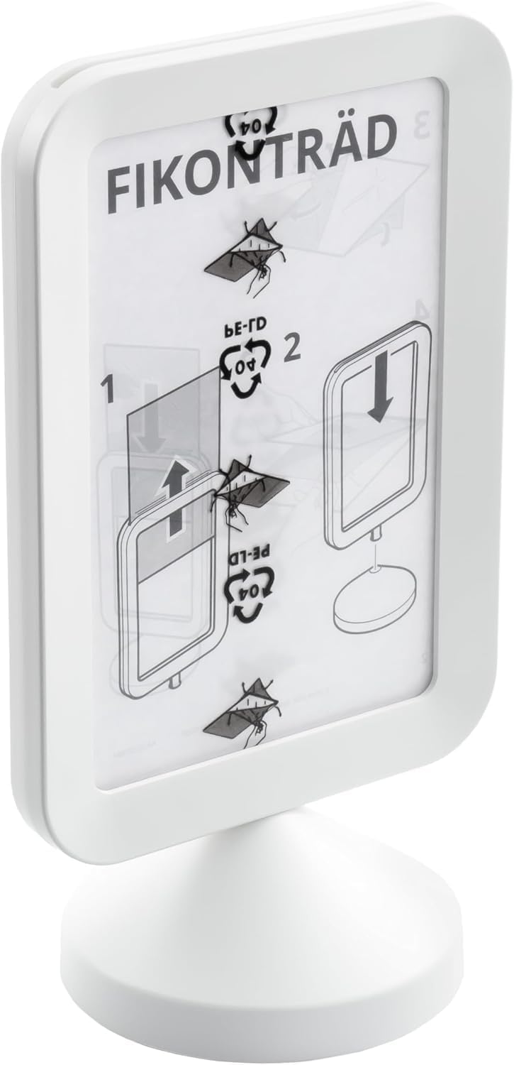 IKEA FIKONTRAD 10x15cm 6x4 Double Sided Photo Menu Frames with Stands, White, 605.187.16, Plastic - Set of 3