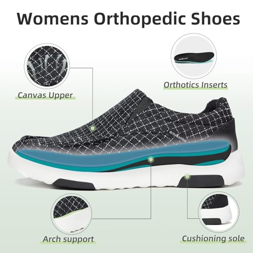 Image of OrthoComfoot Women's Orthopedic Slip-On Loafers Walking Shoes: Comfortable Plantar Fasciitis Loafers with Arch Support for Flat Feet, Casual Orthotic Shoes for Foot and Heel Pain Relief