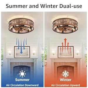 Wwm low profile farmhouse ceiling fan with light20 rustic flush mount ceiling fans with remote modern caged crystal ceiling fans with lightsceiling lights fixture with fan 6 e12 bulb includ  urban country home decor