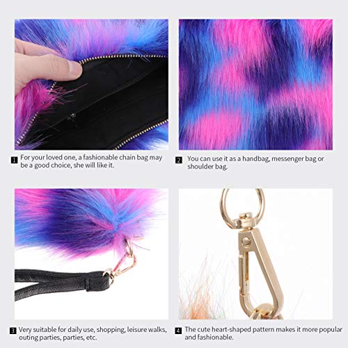 KESYOO Bolsa Feminina de Inverno Fuzzy Com Corrente Em Pele SintÃ©tica Macia Grande Balde Grande Bol