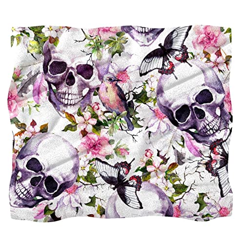 Couverture polaire douce tête de mort et fleurs pour lit et canapé - 2