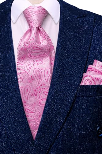 Image of Hi-Tie Mens 70inches Tie Set Extra Long Necktie for Men Cufflinks Handkerchief Big Tall Men Business Wedding
