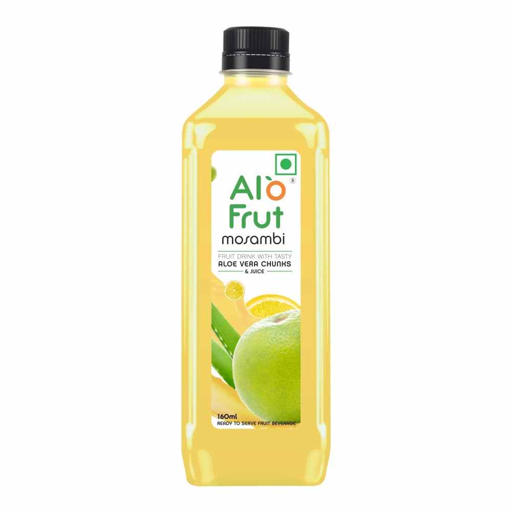 Alo frut Mosambi Fruit Drink with Tasty Aloevera Chunks & Juice - 160ml (Pack of 30) | Goodness of Fruits and Aloevera Chunks | Ready-to-Serve Fruit Juice | Mosambi Juice-image-2