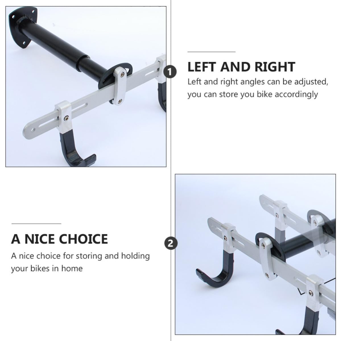 Soporte para Bicicleta Ajustable de Pared en Aleación de Aluminio Negro