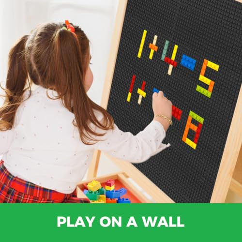 Image of Lekebaby 8 Pack Peel and Stick Building Base Plates, 10 inchx10 inch Classic Self-Adhesive Building Boards - 100% Compatible with All Major Brands of Toy Building Sets,Sturdy Stacking Play Table Top,Black