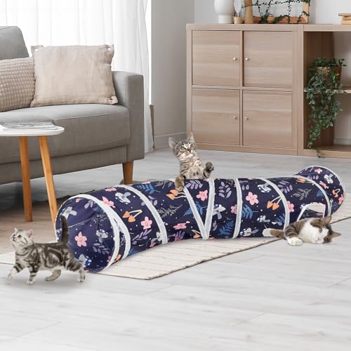 Image of Glittme Cat Tunnel - S-Shape Peekaboo Cat Cave with Toys, Foldable Tubes for Indoor Pets