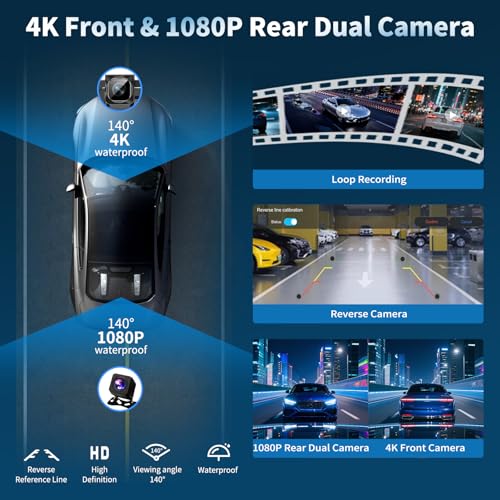 11.5-Inch Wireless Apple CarPlay & Android Auto Screen with 4K Dash Cam and 1080P Backup Camera - Image 4