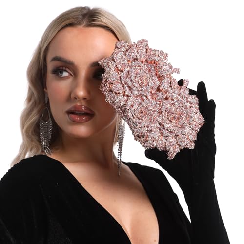 Image of Boutique De FGG Mini Flower Evening Bags For Women Formal,Party Rhinestone Clutch Purses,Wedding Floral Crystal Clutch Bag
