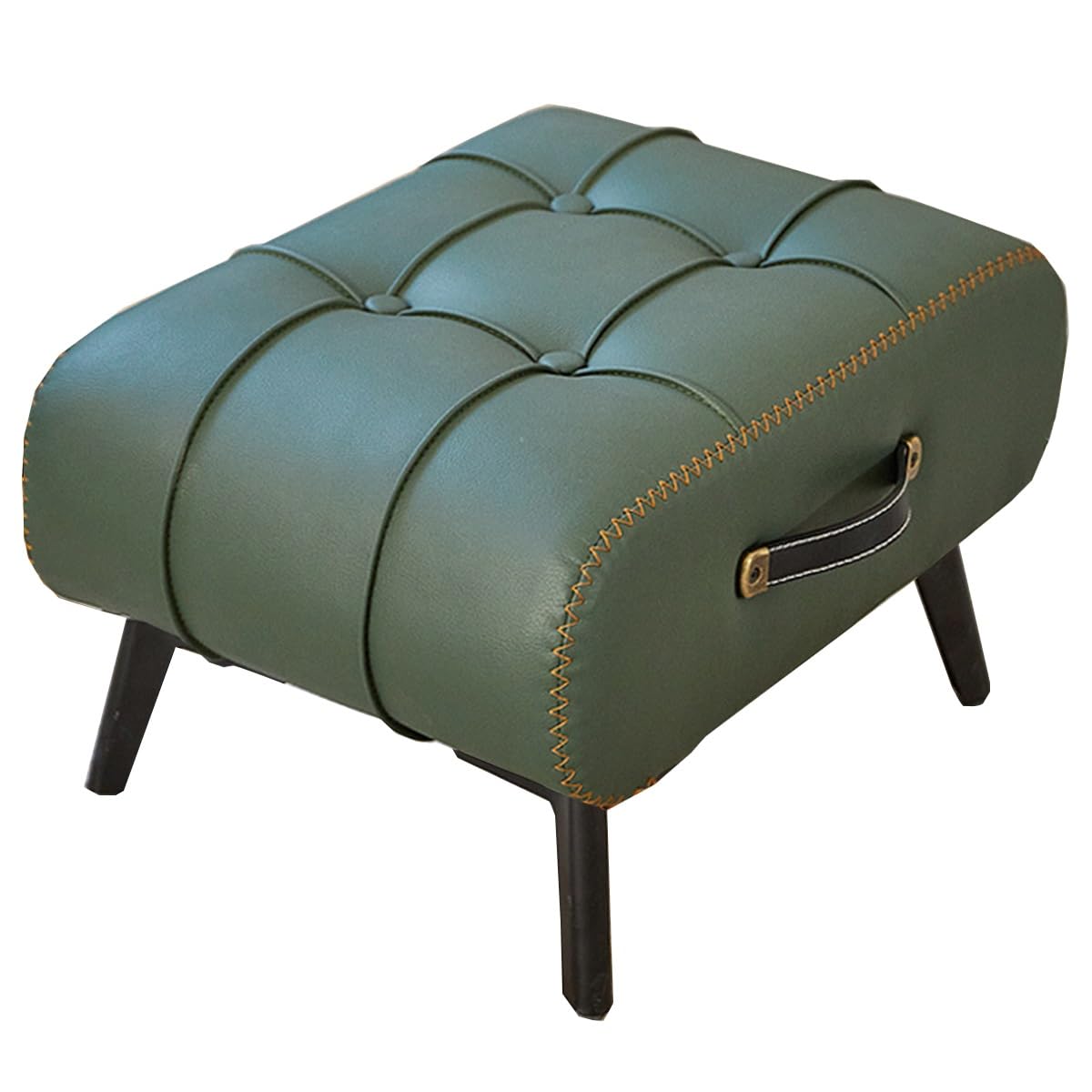 Pouf ottoman vert recton cuir rembourré canapé salon lit entrée camping