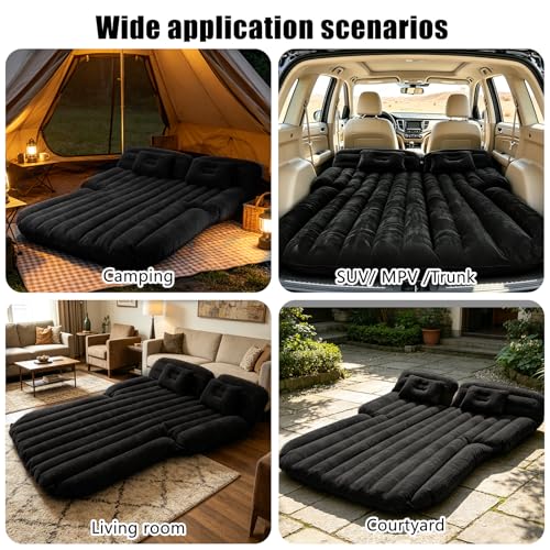 Icelus Auto Matratze SUV Luftmatratze with Luftpumpe 195 * 130 * 15 cm Aufblasbare Camping Kombi Luftbett für Auto Rücksitz Dickere Kofferraum Matratze Bett für Camping Outdoor Traveling