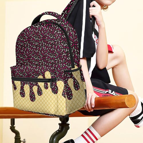 Ice Cream Drip Backpack Kawaii Shoulder Bag,Icecream Backpackdrip Lightweight Daypack for Women Men Bags Travel Hiking-Chocolate3