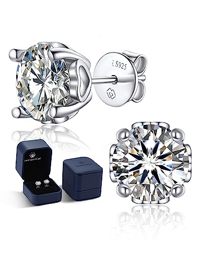MomentWish Moissanite Ohrringe 2 Karat/6.5 mm Ohrstecker Silber 925 Echt Damen Diamant Stecker Schmuck Geschenk für Damen-Herz Seite