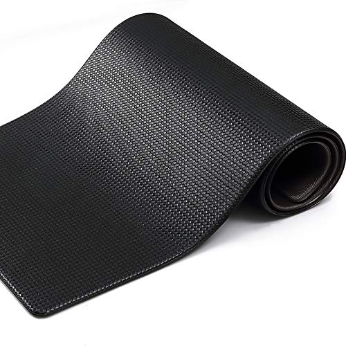 Color&Geometry Kitchen Mat 45 x 150 cm, Heavy Duty Anti Fatigue Standing Mat, Kitchen Rug Waterproof, Non-slip, Oil Resistant Leather Floor Mat for Standing Desk, Kitchen, Office (Black)
