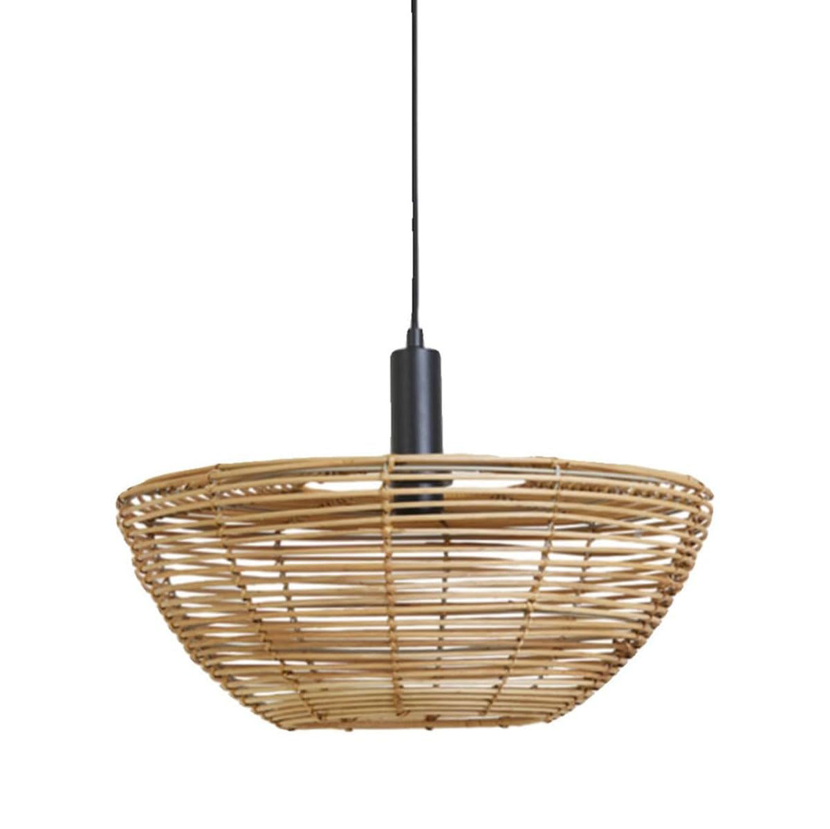 Lampe suspendue E27 en rotin de 15.7 pouces lustre retro wabi-sabi