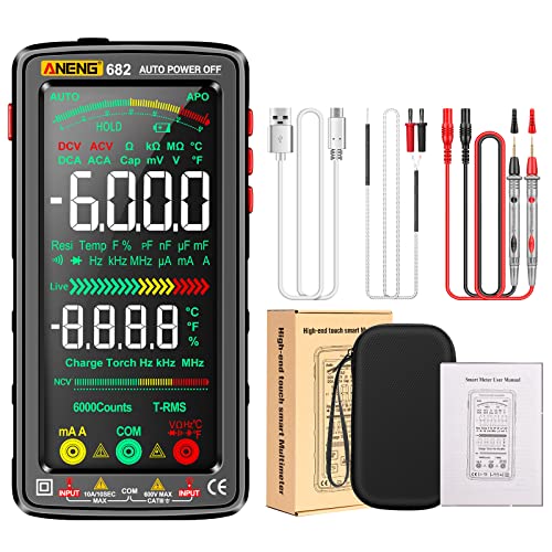 Multimètre numérique pour électricien avec écran LCD rétroéclairé et lampe de poche