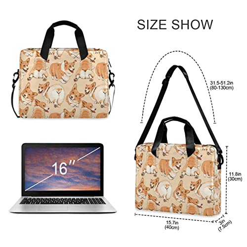 susiyo Portrait Of A Cute Welsh Corgi Laptop Shoulder Bag, Polyester Briefcase Sleeve Messenger Bag 16-Inch Laptop Case for Men Women Work Business Travel3