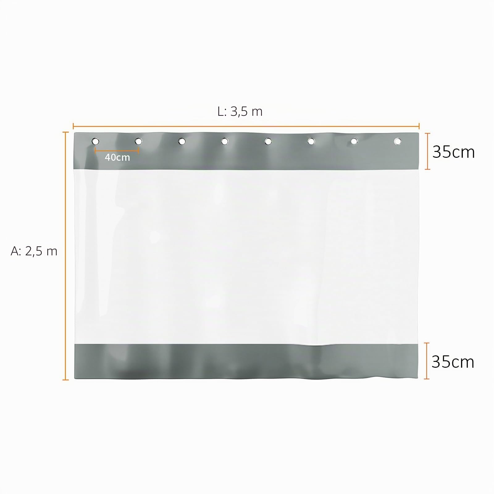 Tenda Pannelli Laterali Trasparente PVC, All'aperto Impermeabile Vinile Teloni, Robusto Pannello con Occhielli per Terrazza Esterno Pergola Portico, 3.5X2.5M