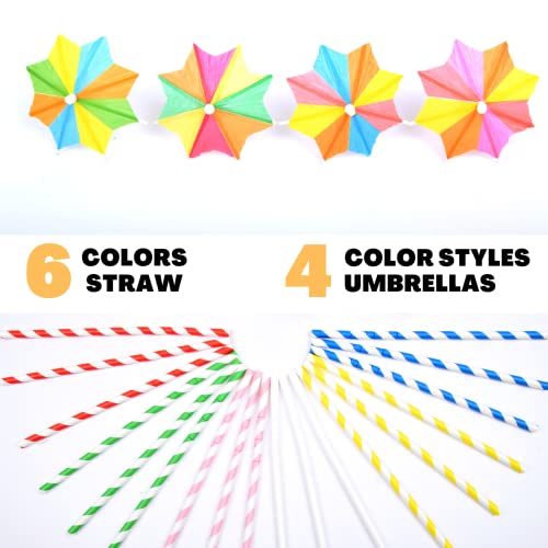 Kit de Décorations Fête Cocktails Bar 300 pièces 100 chaque, Pics pour Verre Apéritif, Parapluies Papier, Bâtons Agitateurs, Bambou Nouées Accessoires décoratifs, Pailles en papier Boissons – Image 4