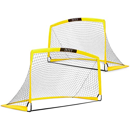 INTEY Soccer Goals, Set of 2- Size 6\'x4\' Portable Foldable Soccer Nets with Carry Bag for Games and Training for backyard for Kids and Teens